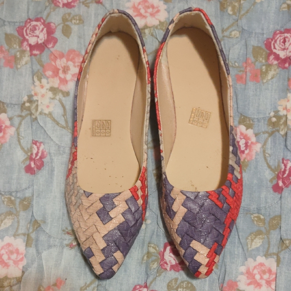Purple and Red Woven Flats 9